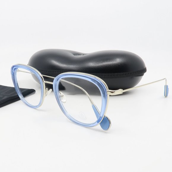ML 5048 084 Moncler Light Blue/ Silver Eyeglasses - Picture 1 of 10